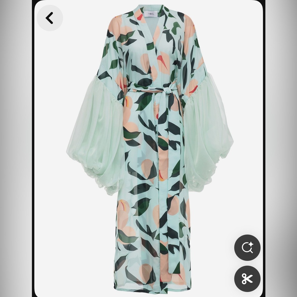 NWT Fe Noel Fenoel Nutmeg Caribbean Mint Long Cinched Lounge Robe Sz S or M